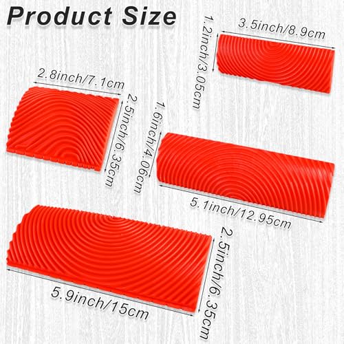 5 Pcs Wood Graining Tools, Soft Rubber Wood Graining Knurling Tool DIY Painting Look Like Natural Wood Grain Brushes Wood Pattern Faux Wood Texture for Decorative Painting