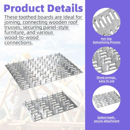 20 Pcs Pronged Truss Mending Plates Sat with Work Gloves