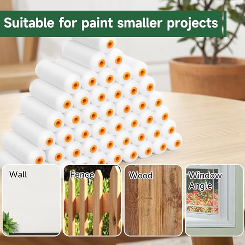 VOOMEY Mini Paint Roller Covers, 4 Inch High Density Foam Roller, 48 Pack - style: 4 inch 48 pack