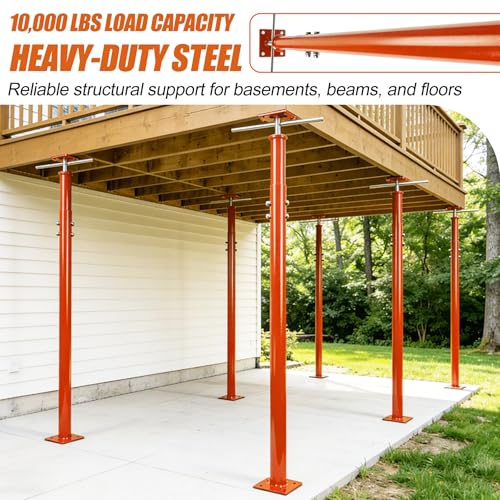 Adjustable House Jack Post, 55" - 100" Heavy Duty Steel Support Pole Jacks - color: Orange