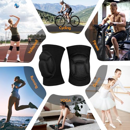Protective Knee Pads, Thick Sponge Anti-slip,Women's/Men's Knee Pads for Volleyball, Rock Climbing, Cycling, Dancing, Gardening, Gardening, Flooring, House Cleaning, Construction Work with Thick EVA Foam Liner Black L - size: Large
