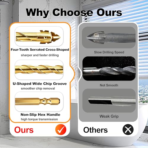 10pcs Masonry Drill Bit Set and Concrete Drill Bit Set, 1/8"-1/2" - size: 10 pack 1/8"-1/2"