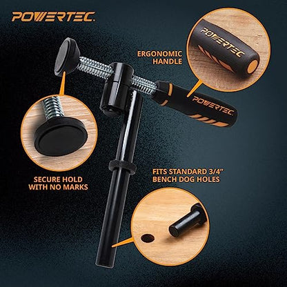 POWERTEC 71774 180° Variable Screw Clamp, Quick-Acting Swivel, Fits 3/4" Bench Dog Holes, Woodworking Clamps Series - 1 Pack - style: 180° dog hole clamp with swivel