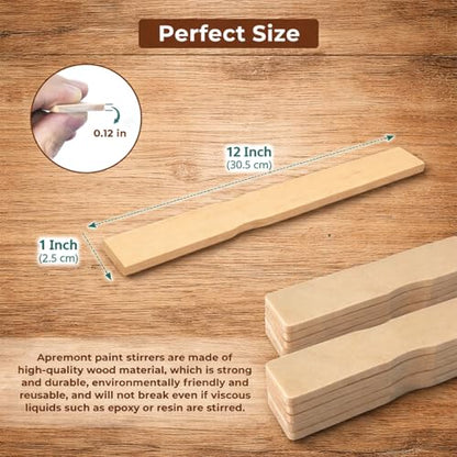 Apremont Paint Stir Stick 12 Inch – 5 Pcs Premium Birchwood, Smooth & Splinter-Free, Heavy-Duty Paint Mixing Stirrers for Paint, Resin, Epoxy & Crafts – Bulk Value Pack