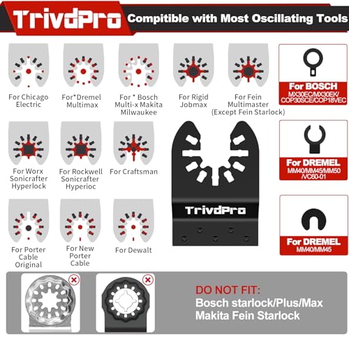 Oscillating Tool Blade Multitool Blades - TrivdPro 50pcs Multi Tool Blades Kits Oscillating Saw Blades for Metal Wood Plastic, Oscillator Blades for Multi Tool Fits Dewalt Milwaukee Ryobi Fein Bosch