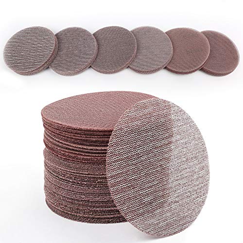 LotFancy 5 Inch Sanding Discs, 60PCS 80 100 120 180 240 320 Grit Mesh Abrasive Dustless Sandpaper Assortment for Car, Woodworking - Hook and Loop Random Orbital Sander Round Sand Paper - style: Pack of 60