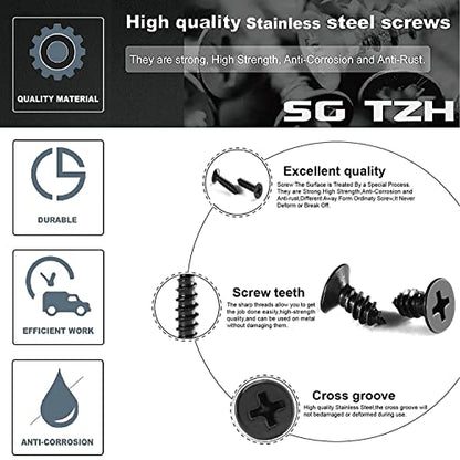 #12 x 4 Wood Screw 100Pcs 18-8 (304) Stainless Steel Screws Flat Head Phillips Fast Self Tapping Drywall Screws Black Oxide by SG TZH - size: #12 x 4"