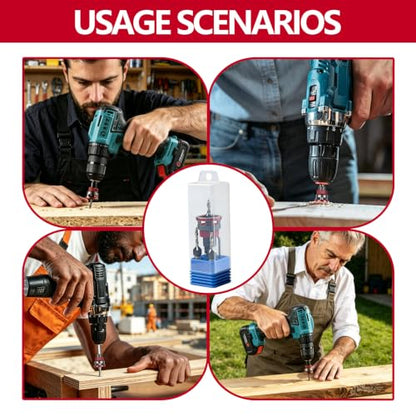 Countersink Drill Bit Set, 4PCS HSS Cutters and Depth Stop for Wood