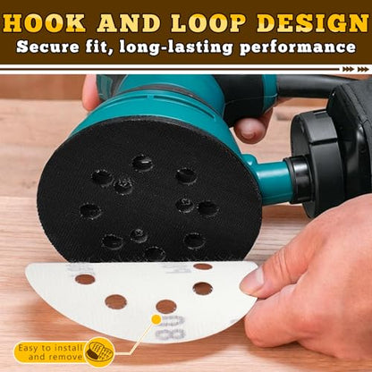 5 Inch Hook and Loop Sanding Discs, 50 Pack 8 Hole, 9 Mixed Grits