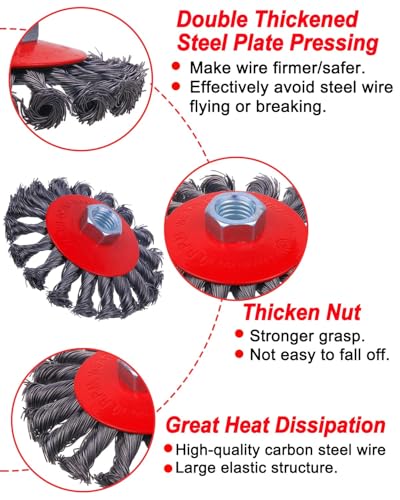 6-Piece, Angle Grinder Wire Wheel, 4 1/2" Angle Grinder Attachments - style: 2*3” Cup Brush + 2*4” Wheel Brush + 2* Steel Brush
