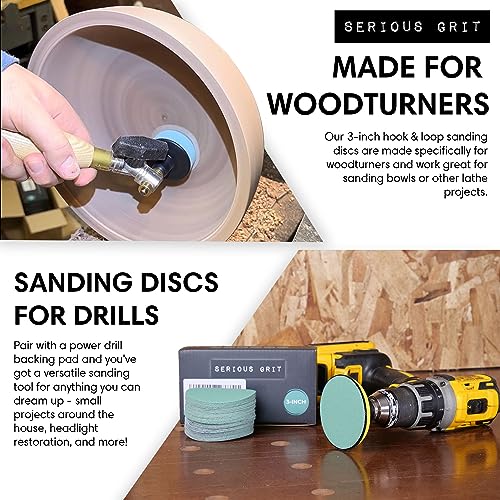 Serious Grit - 3-Inch P220 Grit Hook & Loop Sanding Discs - 50 Pack - style: 220 Grit