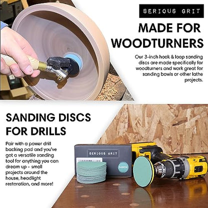 Serious Grit - 3-Inch Sanding Discs - P80 - P220 Assortment - 50 Pack - style: Mixed Grit