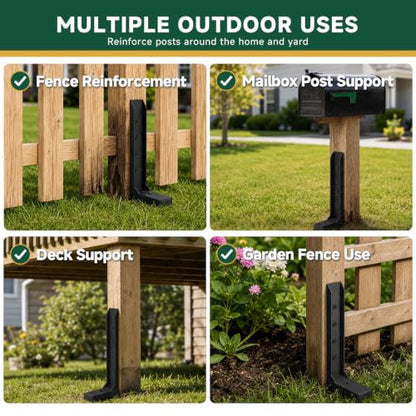 Fence Post Repair Kit, Heavy Duty Steel Fence Post Stabilizer Brace, 1 Pack - size: 1 Pack