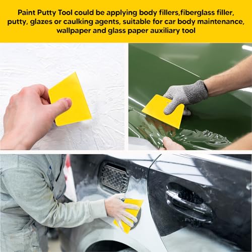 3 Pieces Auto Body Filler Spreaders Pp Putty Tool Flexible Edge Yellow for Car Foil Installation Tool Versatile