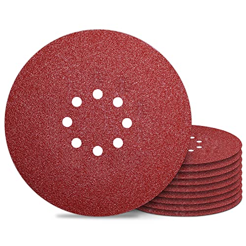 Awutzut 9 inch Sanding Discs 40 Grit 8 Holes Hook and Loop Sandpaper for Drywall Sander 10Pack - style: 40Grit