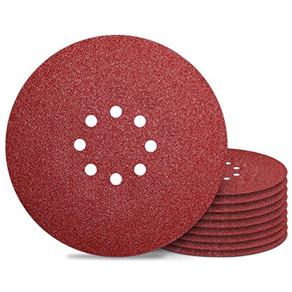 Awutzut 9 inch Sanding Discs 40 Grit 8 Holes Hook and Loop Sandpaper for Drywall Sander 10Pack - style: 40Grit