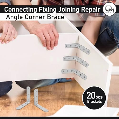 20 Pack Angle Brackets (1.97" x 1.97" x 0.63") – 90° L-Shape Corner Brace Plate Wood Metal Connecting Fixing Joining Repair Support Galvanized Connector - size: 1.97" x 1.97" x 0.63"