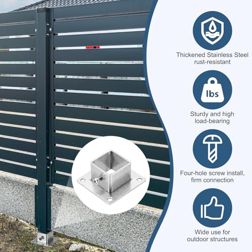 uxcell 3Pcs Square Post Base for 1x1 Posts Fittings, 1.8mmT Stainless Steel Flange Bases Deck Post Brackets Heavy Duty for Deck Fence Railing Handrail Mounting - size: 1" x 1"