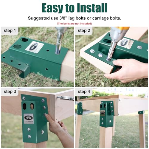 MOFEEZ Deer Stand Brackets 4x4, Heavy Duty Elevator Bracket with Powder Coated for Deer Blind, Outdoor Hunting Platform, Blind Box, Treehouse, Shooting Shack, Over 2000 lb Capacity, Green, Pack 8 - style: Green-2 set