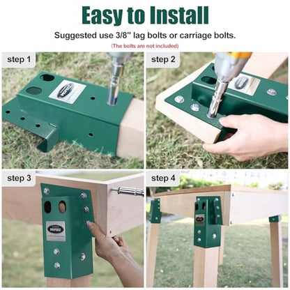 MOFEEZ Deer Stand Brackets 4x4, Heavy Duty Elevator Bracket with Powder Coated for Deer Blind, Outdoor Hunting Platform, Blind Box, Treehouse, Shooting Shack, Over 2000 lb Capacity, Green, Pack 8 - style: Green-2 set