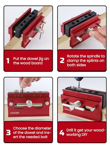Lichamp Self Centering Doweling Jig Kit, Drill Guide for Straight Holes