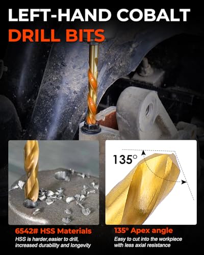 24 Piece Left Hand Drill Bits Set and Easy Out Screw Extractor Set