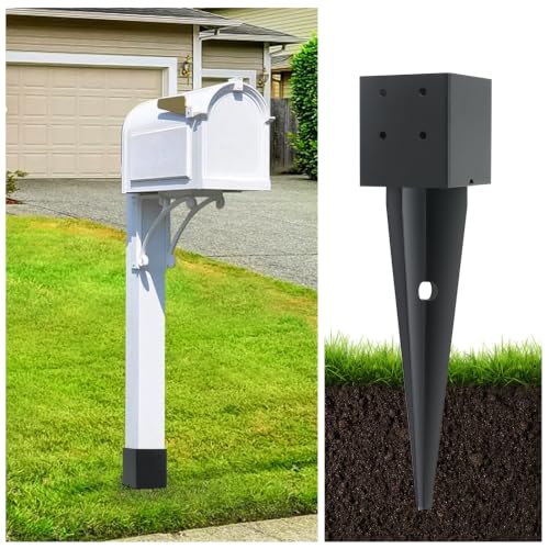 2Pcs 16" Fence Post Anchor Ground Spike|Black Powder-Coated| 4"x4" - size: 4"x 4"