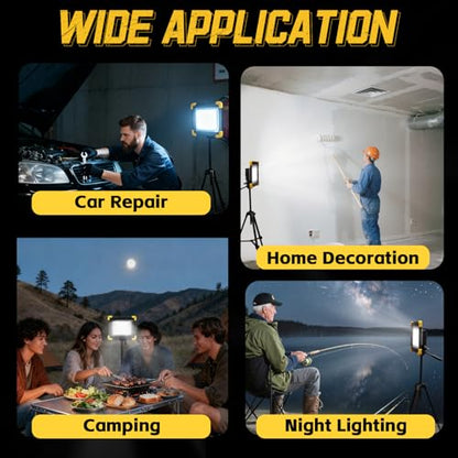 12000mAh Rechargeable LED Work Light, Magnetic Work Light 90H Long Lasting Remote Control Construction Lights IP65 Waterproof 4 Modes Job Site Lighting for Outdoor,Garage - size: work light