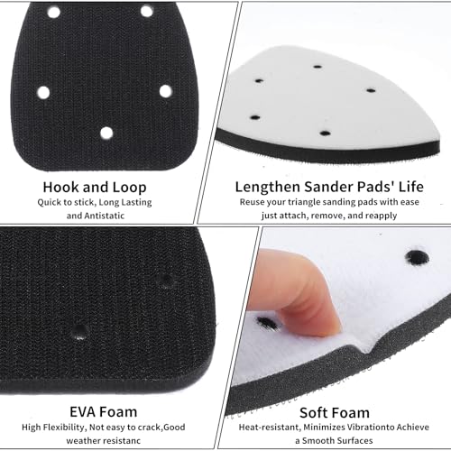 4 Pcs Mouse Sander Pads, 5 Holes Foam Sanding Pads for Orbital Sander Soft Density Sponge Interface Sanding Pad for Detail Sander Woodworking