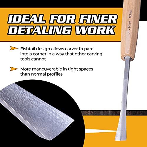 Schaaf Wood Carving Tools 4-pc Wood Chisel Set, Fishtail Gouges, Cr-V 60 - color: 4 Piece Fishtail Set