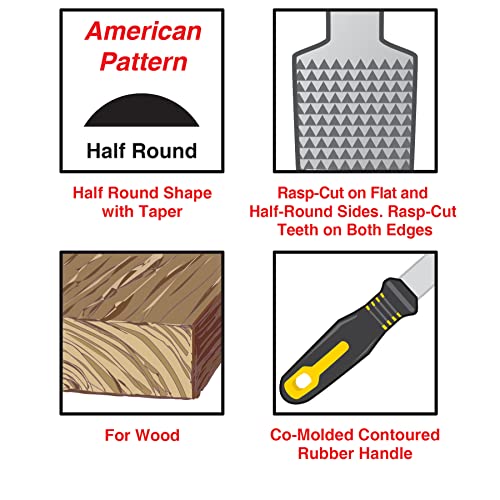IVY Classic 12120 10" Half Round Wood Rasp, Power Pro Grip Handle, 1/Card, Metal