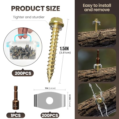 200PCS Wire Fence Staples with Wire Fixer,Fence Fasteners for Wire Fencing - color: 200 PCS