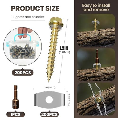 200PCS Wire Fence Staples with Wire Fixer,Fence Fasteners for Wire Fencing - color: 200 PCS