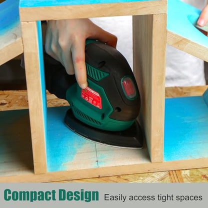 HYCHIKA Detail Sander, 14,000 OPM Compact Electric Sander Tool with 12 Pcs Sandpapers,Efficiency Dust Collection System,Suitable for Tight Spaces Sanding,Polishing,Removing Paint in Home Decoration - style: Sander