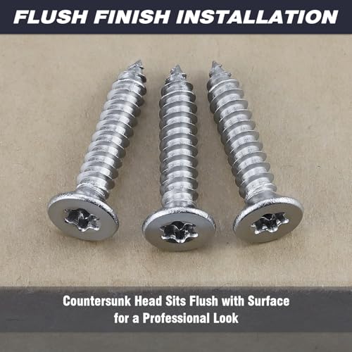 #6 x 1 Torx Flat Head Sheet Metal Screws, 304 Stainless Steel Countersunk Head Self Tapping Screws, Pack of 100 with Torx Bit - size: #6 x 1