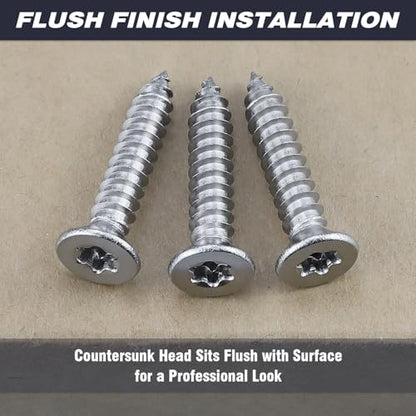 #6 x 1 Torx Flat Head Sheet Metal Screws, 304 Stainless Steel Countersunk Head Self Tapping Screws, Pack of 100 with Torx Bit - size: #6 x 1