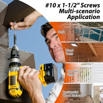 #10 x 1-1/2" Heavy Duty Joist Hanger Screws, 500 Count, SD Connector Screws - size: #10 x 1-1/2 in