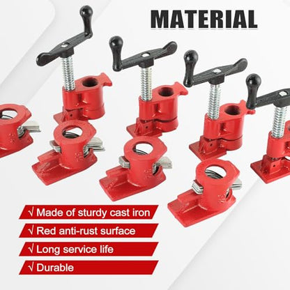 6 Pack 3/4" Pipe Clamps, Wood Gluing Pipe Clamp Set - size: 3/4"