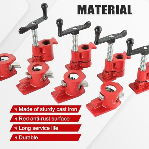FLKQC 4 Pack Wood Gluing Pipe Clamp Fixture for 3/4 Inch Pipe - size: 3/4"