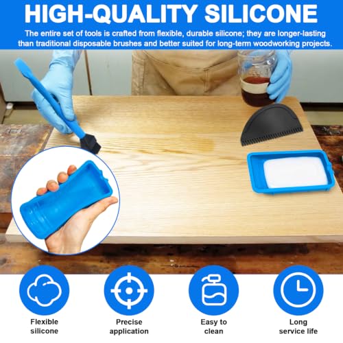 Wood Glue Applicator Kit Includes Silicone Glue Brush, Tray & Spreader