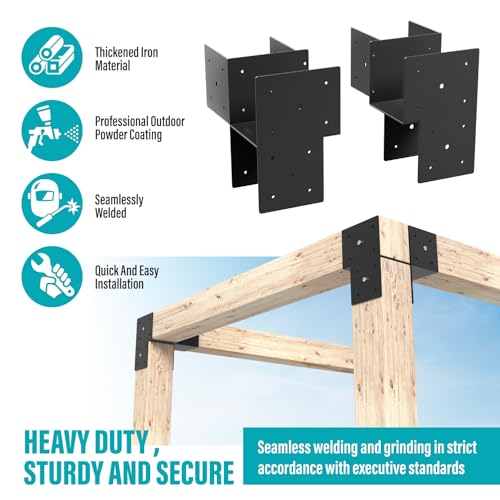 2 Pack 6x6 Heavy Duty Corner Post Cap Tie Bracket for Gazebo, Deck - size: Corner 6"x6"(Actual 5.5"x5.5")