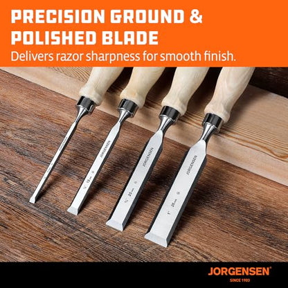 Jorgensen 4-Piece Wood Chisel Set, 1/4", 1/2", 3/4", 1" - size: 1/4", 1/2", 3/4", 1"
