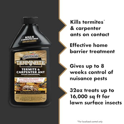 Spectracide Terminate Termite & Carpenter Ant Killer Concentrate 32 Oz - size: 32 Fl Oz (Pack of 1), style: Concentrate