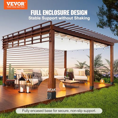 VEVOR 6x6 Post Base, 4 Pack, 5.6"×5.6" Inner Size, Heavy Duty Powder-Coated Matte Black Post Anchor Bracket for Wood Posts, Pavilion Deck Railing Support - size: 6x6 4pc