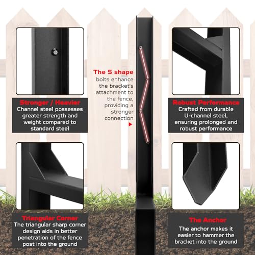 Heavy Duty Fence Post Repair Kit, Anchor Spike, Double-Leg, Set 6 - color: Set 6