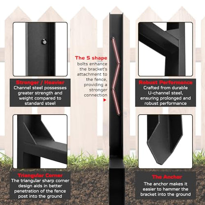 Heavy Duty Fence Post Repair Kit, Anchor Spike, Double-Leg, Set 6 - color: Set 6