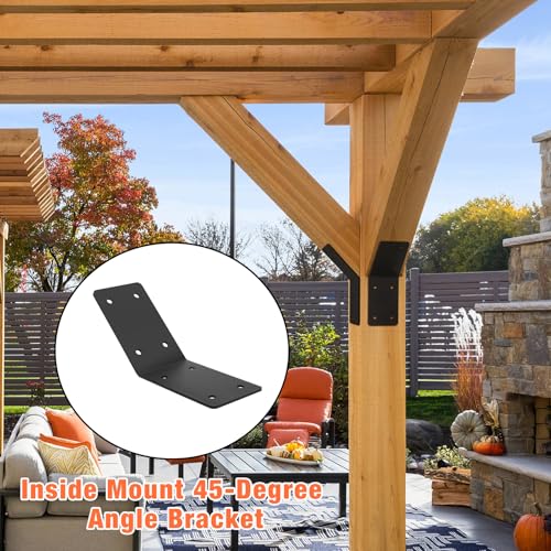 4Pcs Inside Mount 45-Degree Angle Bracket,5x5x3 Corner Brace Support - size: 5"x 5"x 3"
