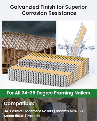 meite 35° Joist Hanger Nails 2-1/2'' x 0.148'' Hot-dip Galvanized 1,000PCS - size: 2-1/2 Inch