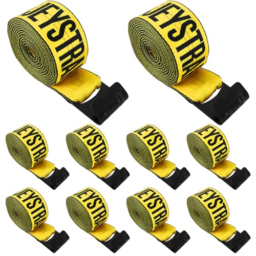 Yellow 4 Inch x 30 FT Heavy Duty Tie Down Straps - High Visibility Flatbed Trailer Straps with Flat Hooks, 6000 lbs Working Load / 18000 lbs Break Strength, 10-Pack for Truck & Cargo Securement - color: Yellow