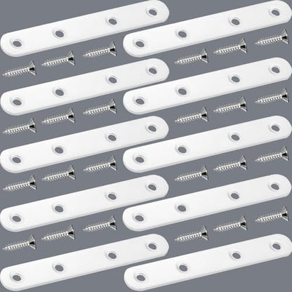 4.8 inch White Flat Mending Plate Straight Brace Brackets, 10 Pack - color: White, size: 10 Pcs / 4.8 x 0.8 in